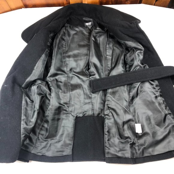 ESPRIT Outwear Black Wool Pea Coat Y2K Whimsigoth Fairy Grunge Timeless - Picture 7 of 17